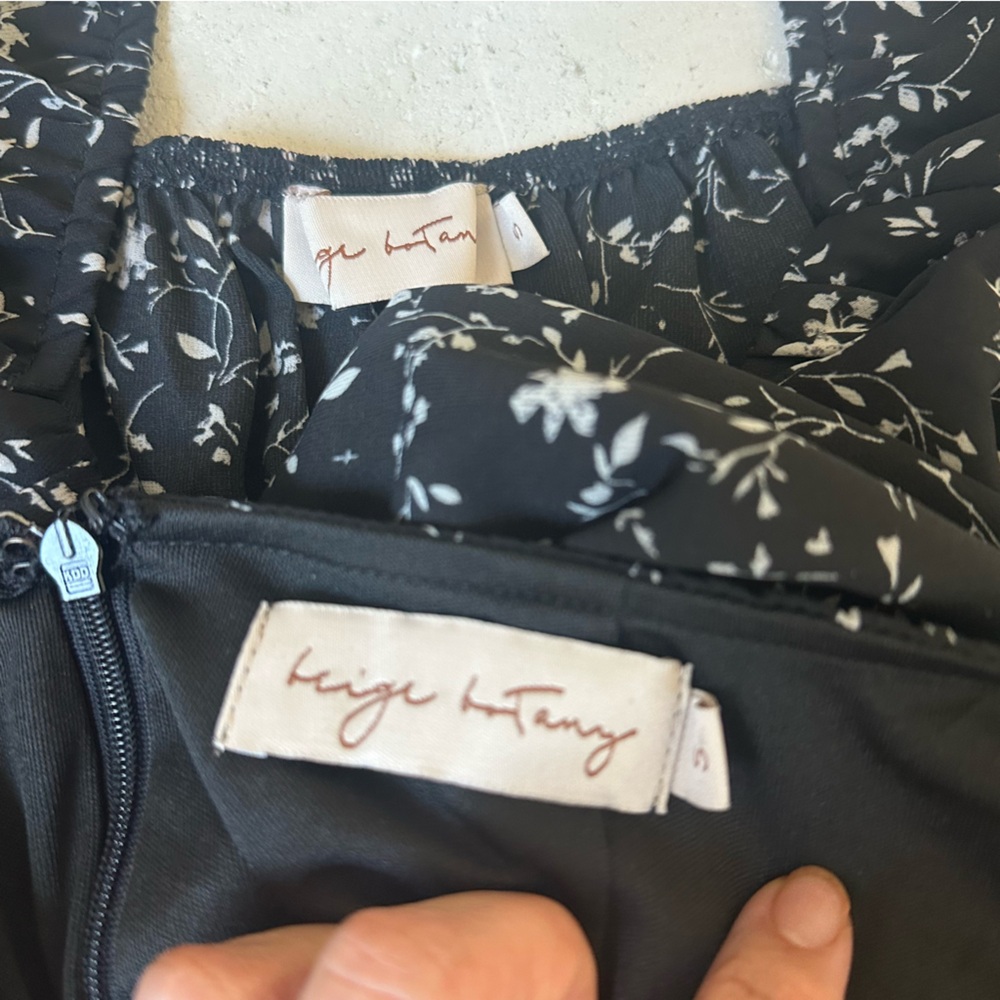 Beige Botany Black Floral Two Piece Skirt Set Size Small‎ - Picture 4 of 7